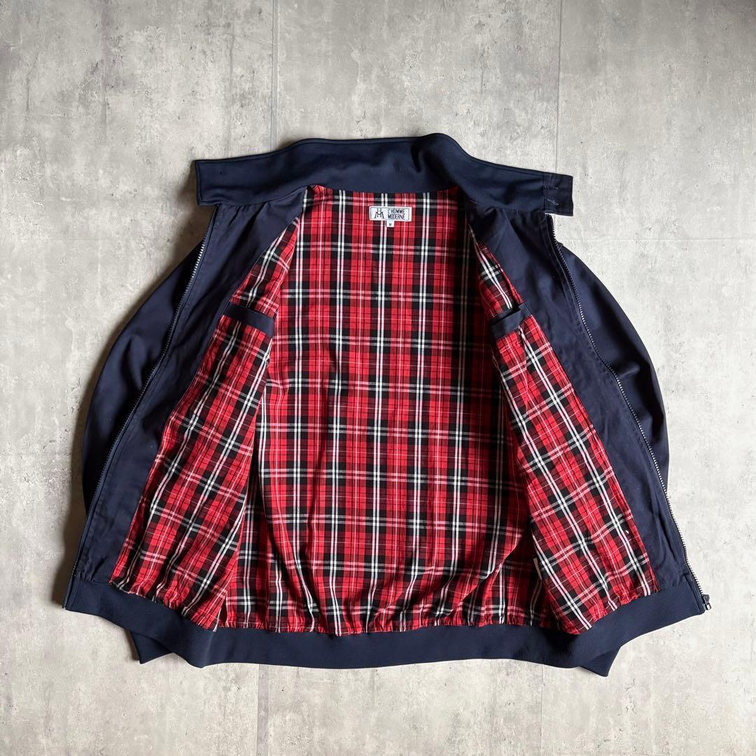 【00s vintage】ハリントンジャケット　裏地チェック　短丈　茄子紺
