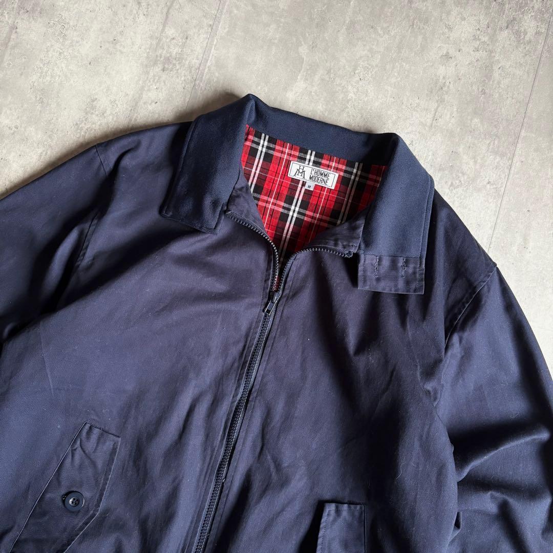 【00s vintage】ハリントンジャケット　裏地チェック　短丈　茄子紺