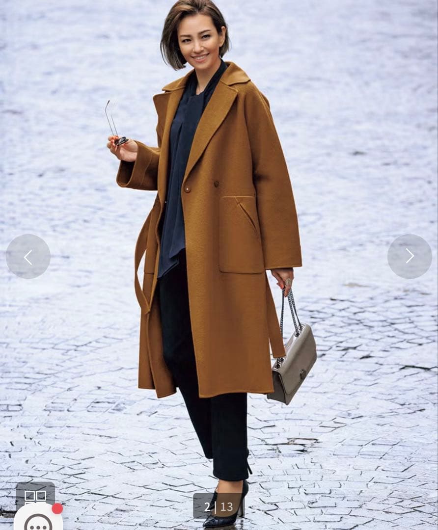 美品ドゥクラッセカシミヤ混ウールリバー／チェスターコート