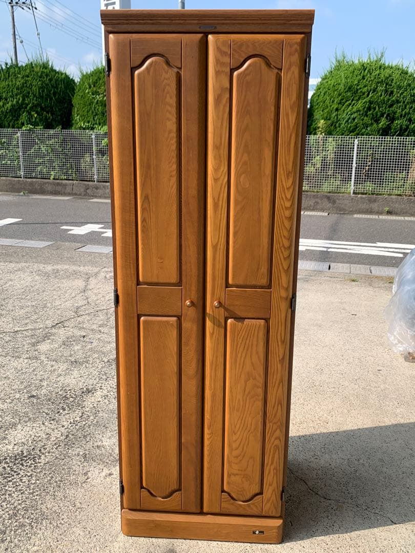 ナチュラルウッド　ワードローブ　鏡付き　(滋賀県内のみ)