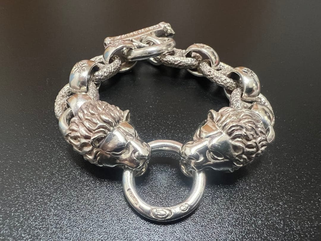 ガボールtype☆2ライオンヘッズ ブレスレット☆美品シルバー925