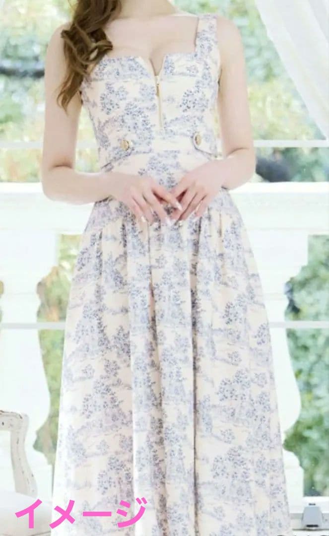 う*！様 花柄ノースリーブマキシドレス ローブドフルール キャバドレス