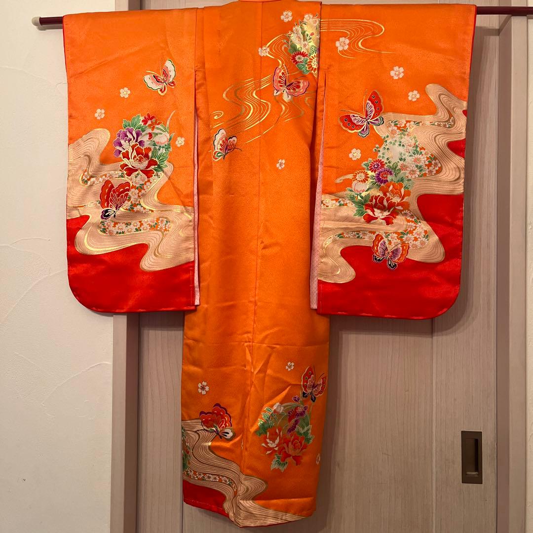 豪華　お宮参り 着物  長襦袢セット　女の子 日本製　花柄　蝶