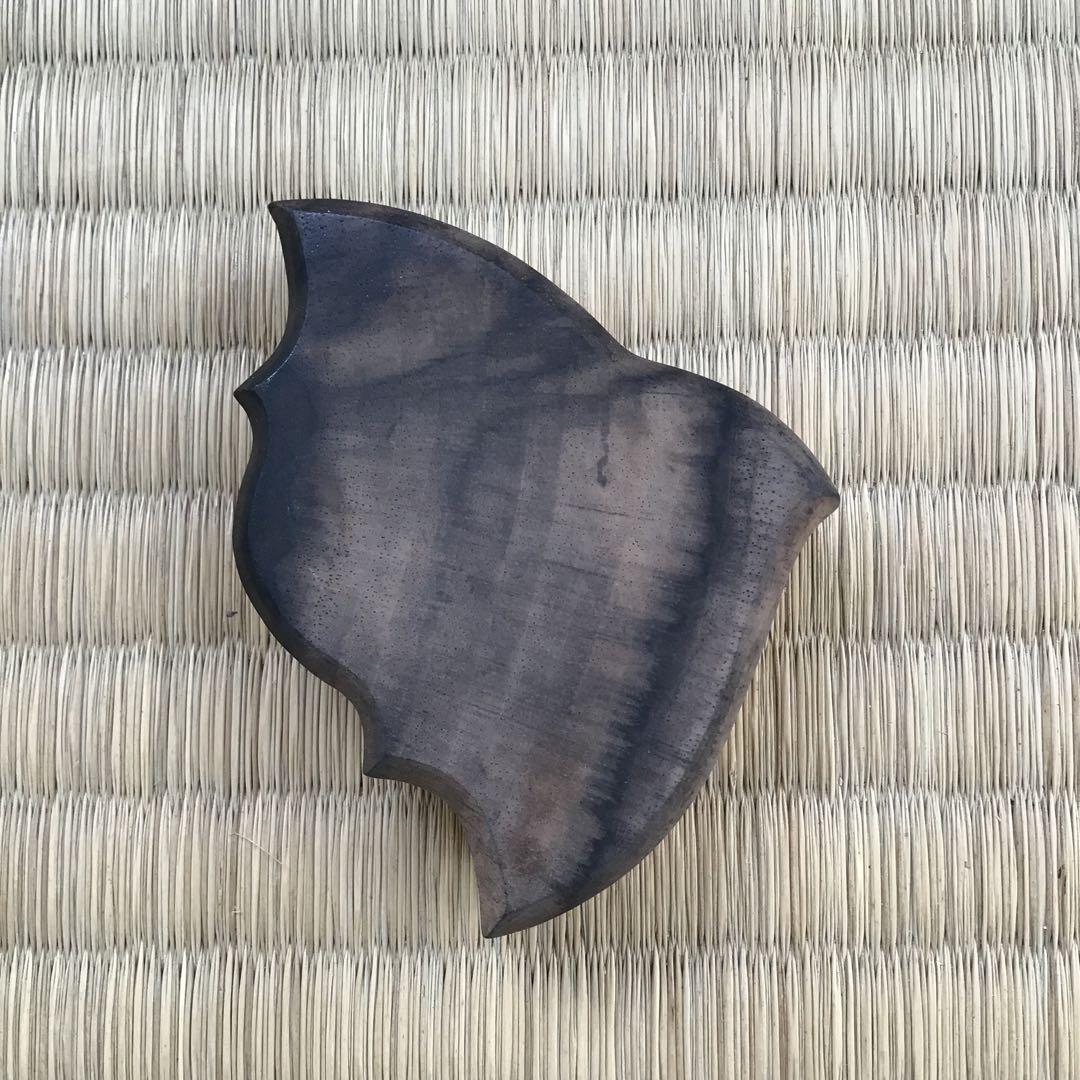 骨董品　茶道具　香合　黒柿千鳥香合　内側金箔(傷)銅板付属　配送桐箱　S97KG