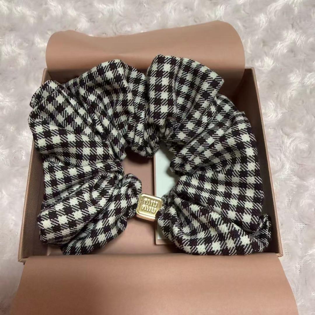 Miu Miu MIU MIU ミュウミュウ ギンガムシュシュ ボルドー