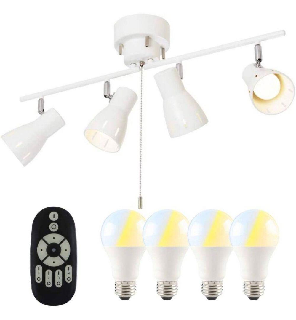 シーリング スポット ライト 4灯 LED 電球 60W形 リモコン 付き