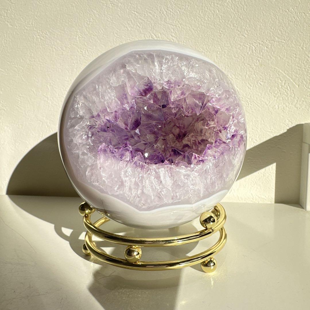 【特大✨】アメジスト瑪瑙　笑口　スフィア　天然石