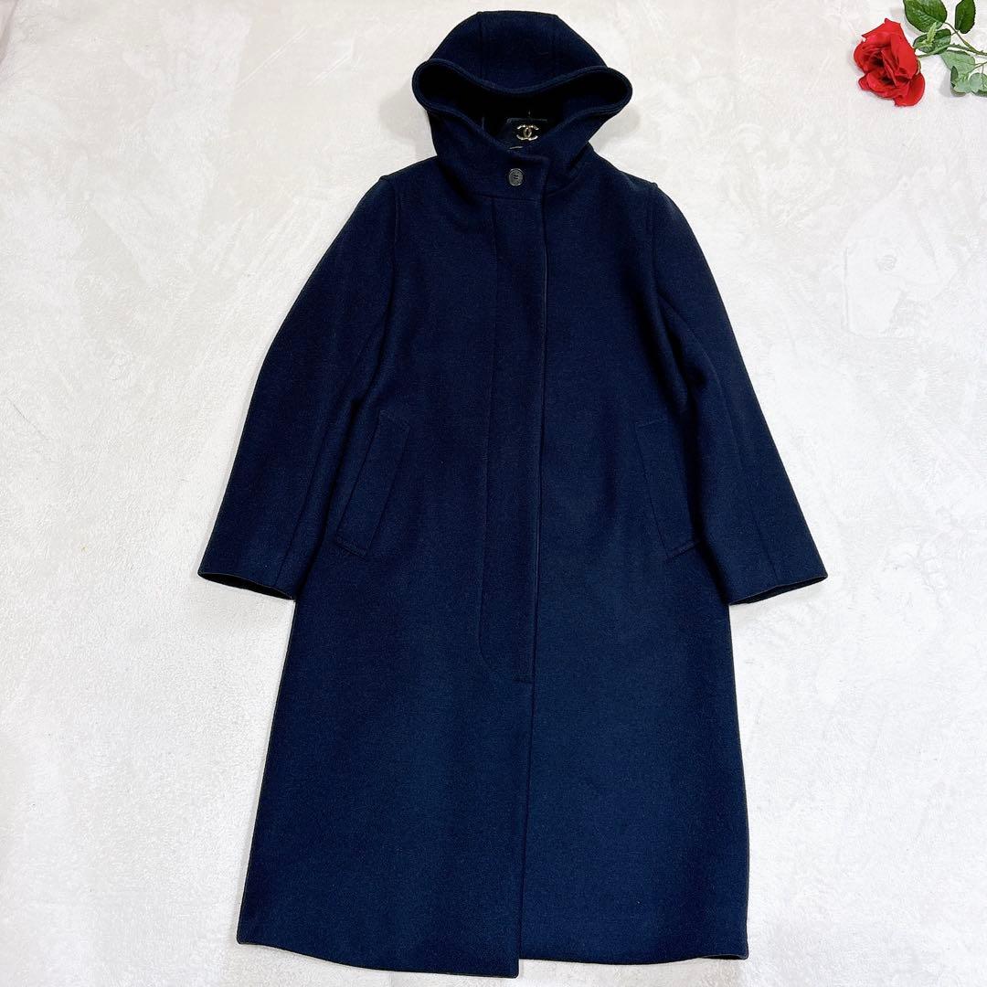 未使用✨　マッキントッシュ　ロンドン　フーデットコート　ロング　ウール　ネイビー