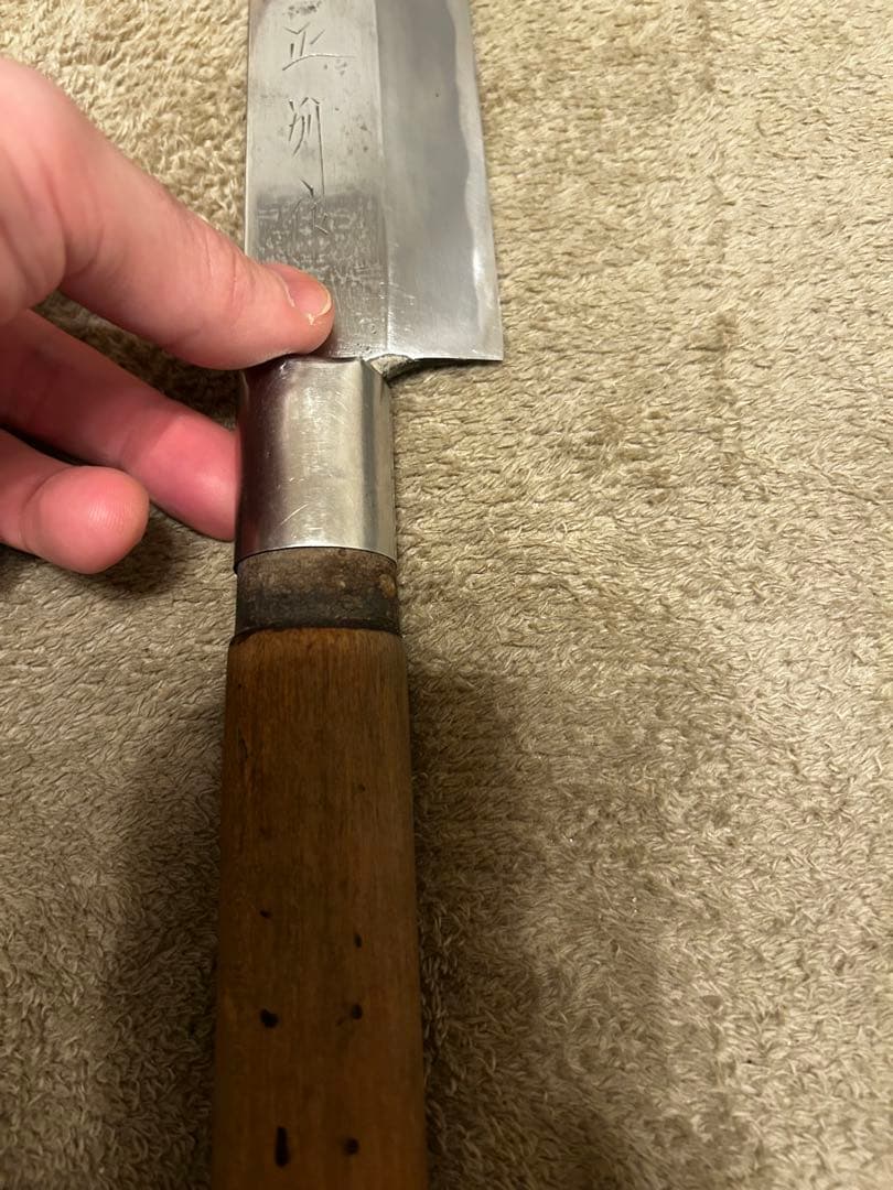 白二鋼　骨切り包丁　片刃　尺寸　約30cm