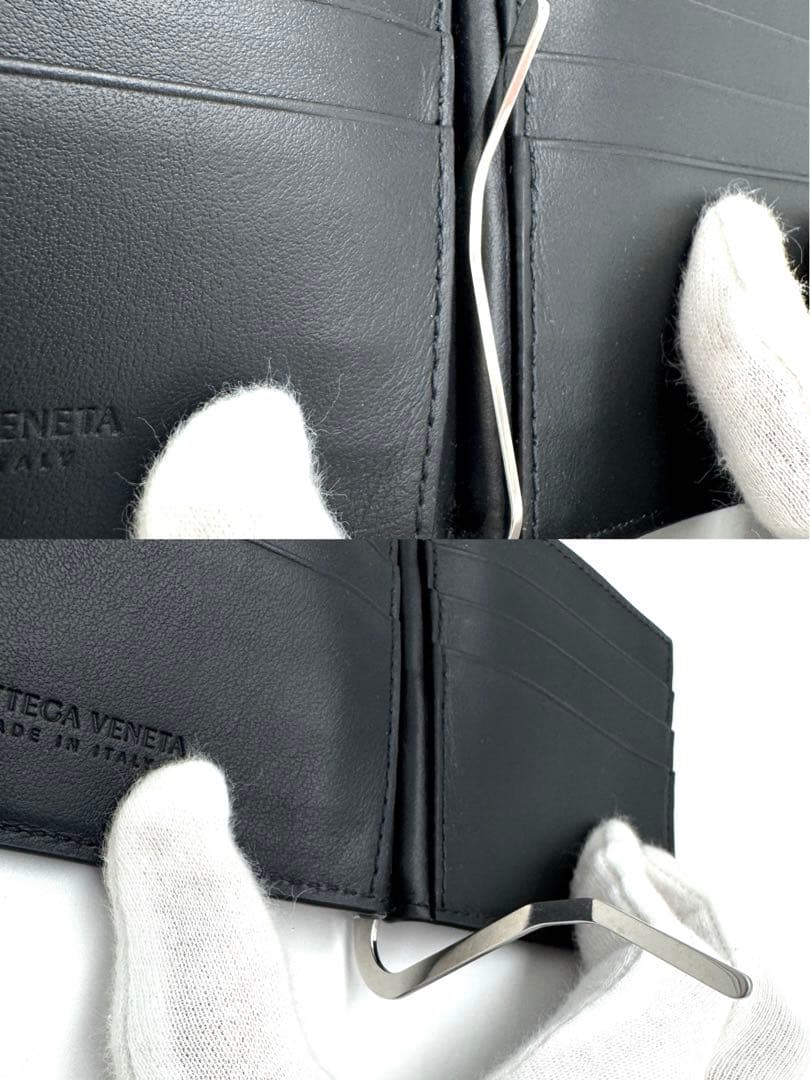 【超美品】ボッテガヴェネタ マキシ イントレチャート カセットマネークリップ 黒