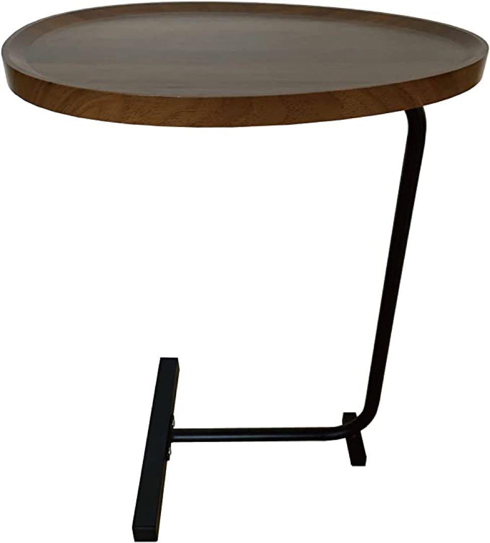 新品◆天然木が美しいスタイリッシュサイドテーブルC字型デザイン ベッド スリム