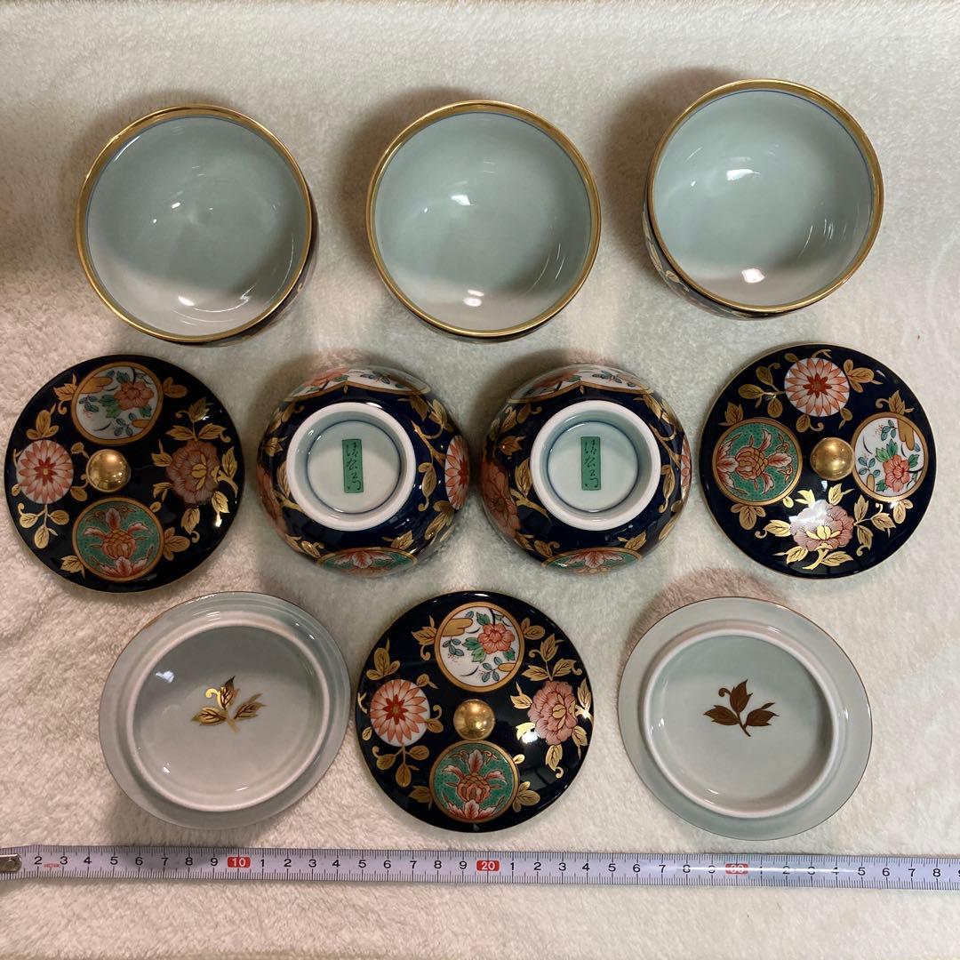 【未使用】　有田焼　清右エ門作　古伊万里金彩　蓋付吸出揃　急須•湯呑み•茶托