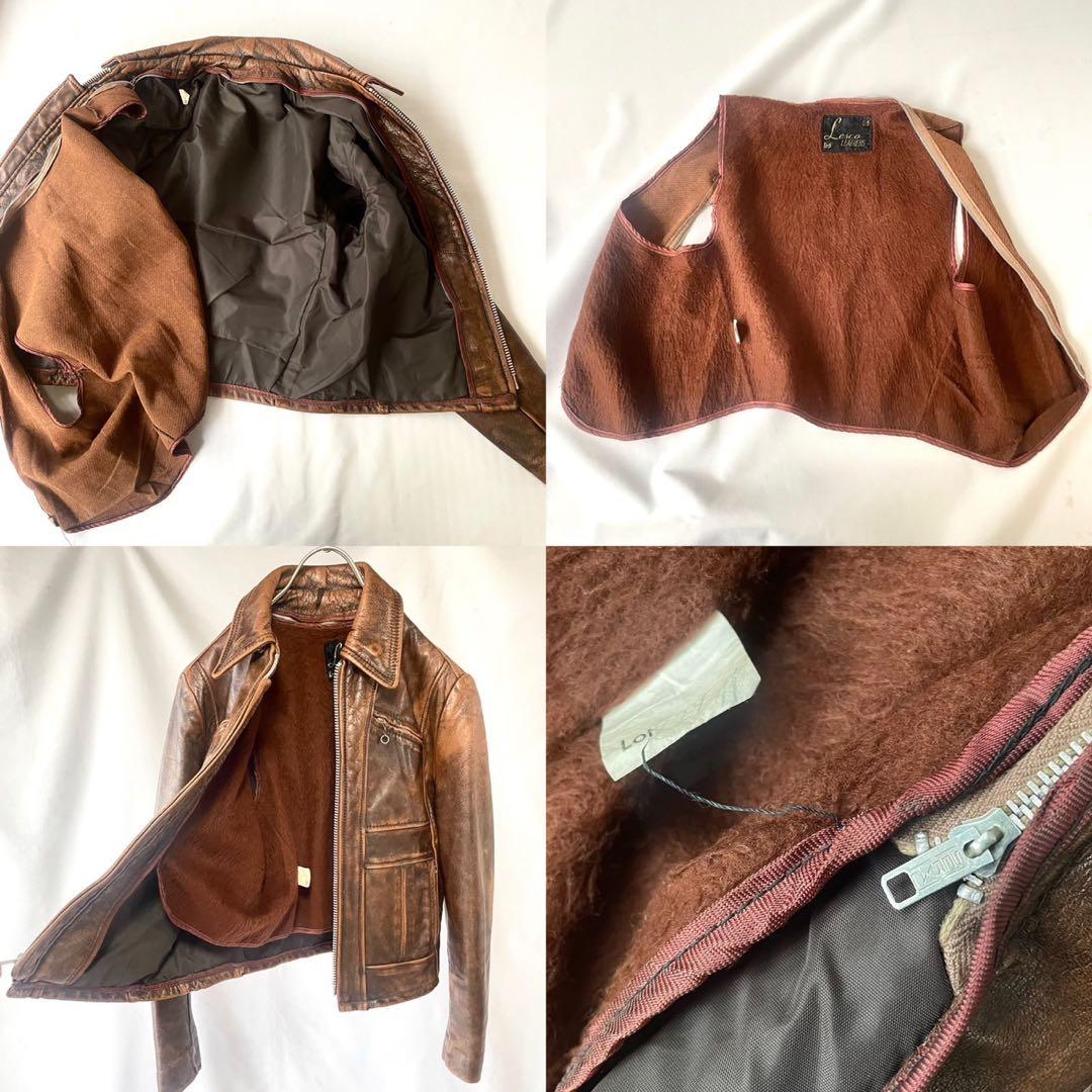 70s vintage lesco ブラウン　レザージャケット　シングルレザー