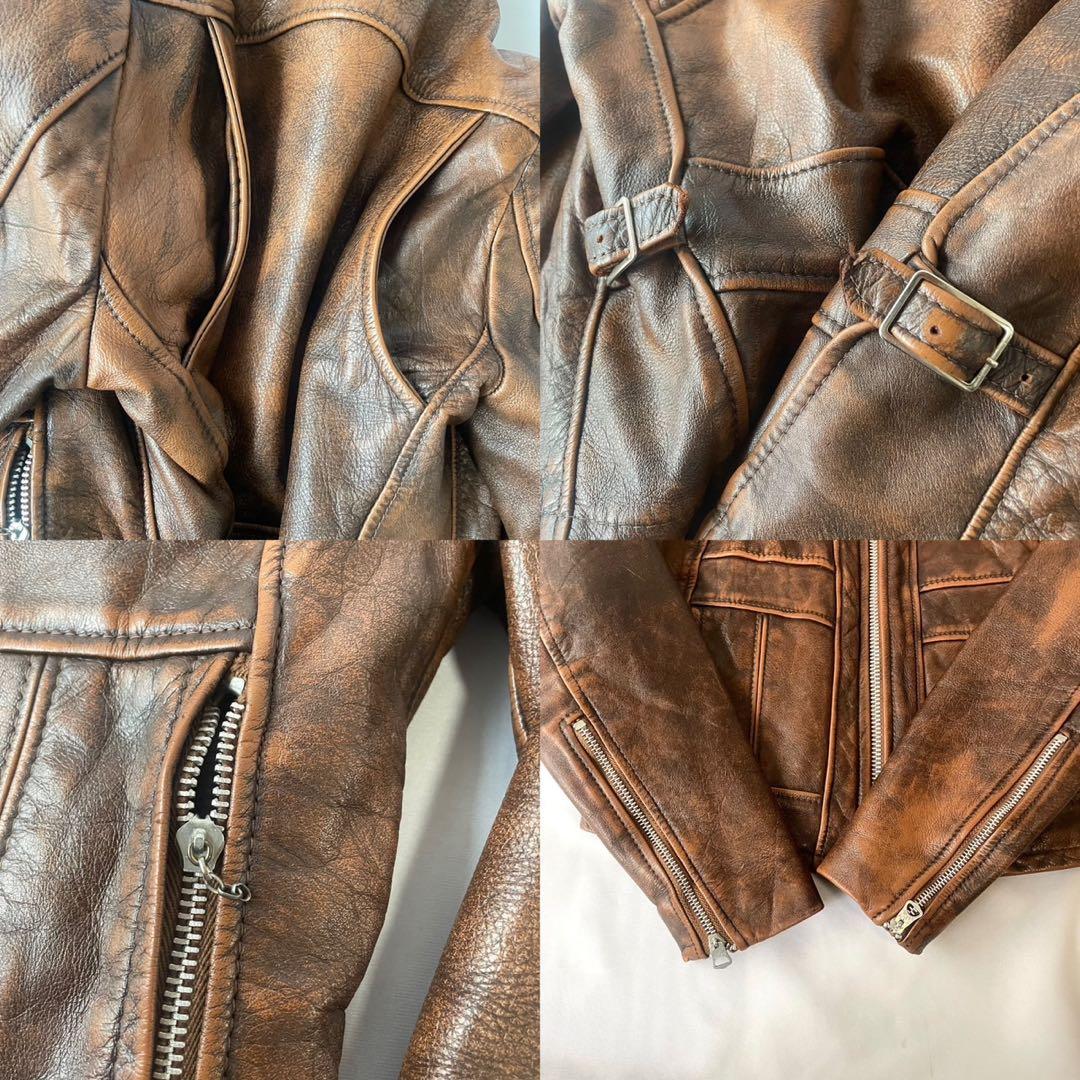 70s vintage lesco ブラウン　レザージャケット　シングルレザー