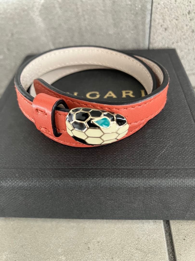 BVLGARI オレンジレザーセルペンティブレスレット★