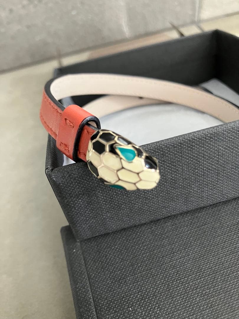 BVLGARI オレンジレザーセルペンティブレスレット★