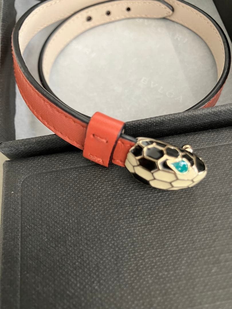 BVLGARI オレンジレザーセルペンティブレスレット★