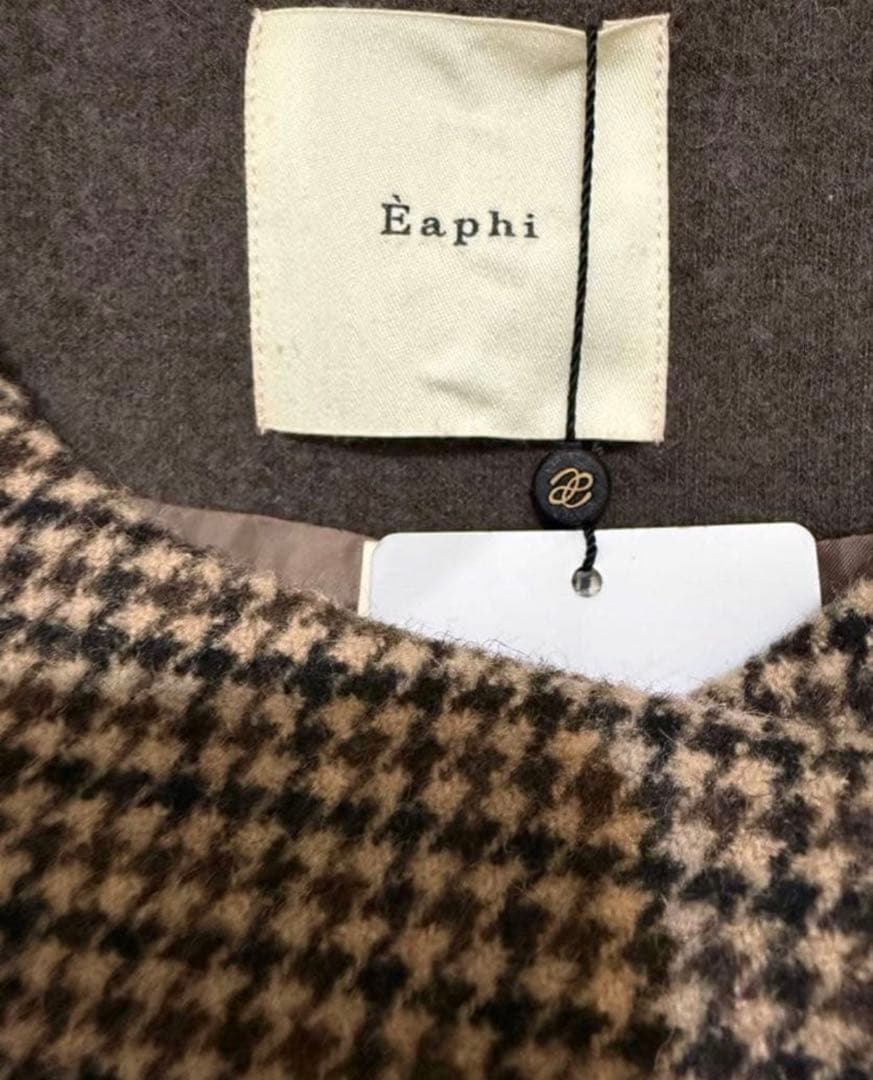 ジャケット・アウター eaphi no collar wool check coat