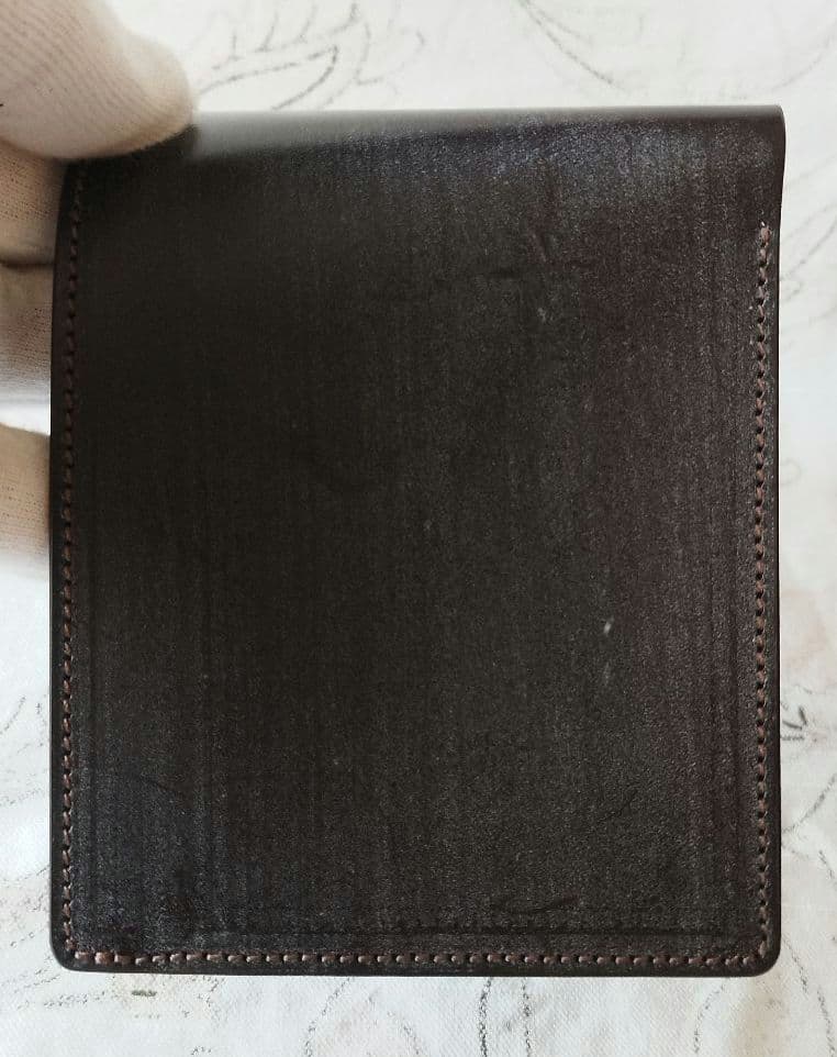 【新品未使用】塩原レザー 二つ折り財布 小銭入れ付き ブライドルレザー チョコ