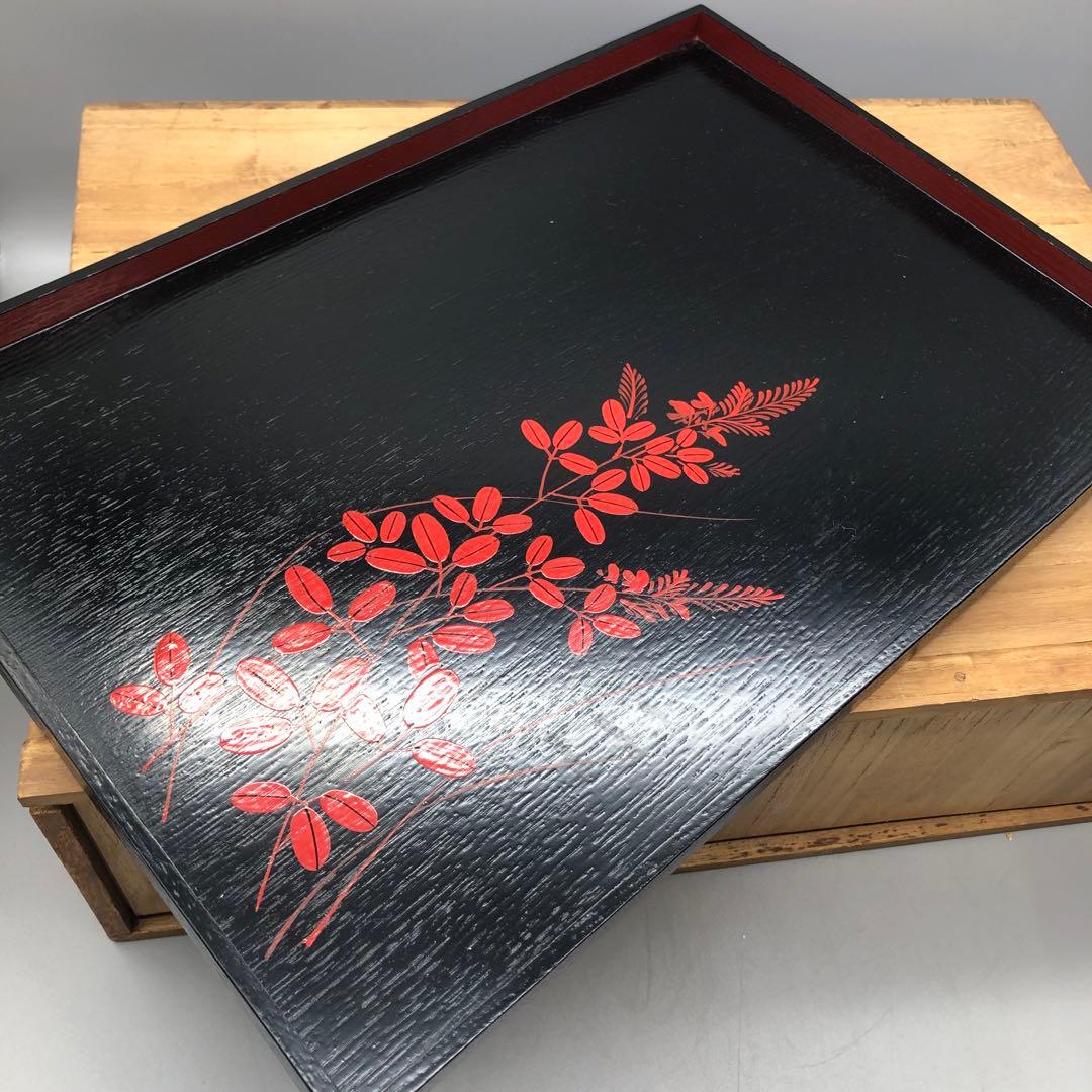 新品未使用木箱入り山田平安堂漆器膳絵違い5種セット宮内庁御用達伝統工芸品