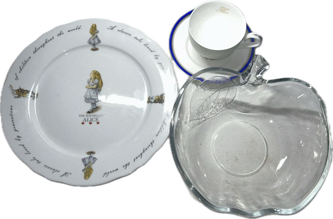 不思議の国のアリス皿&ラルフローレンカップ&サンピコソーサー&りんごガラスボウル