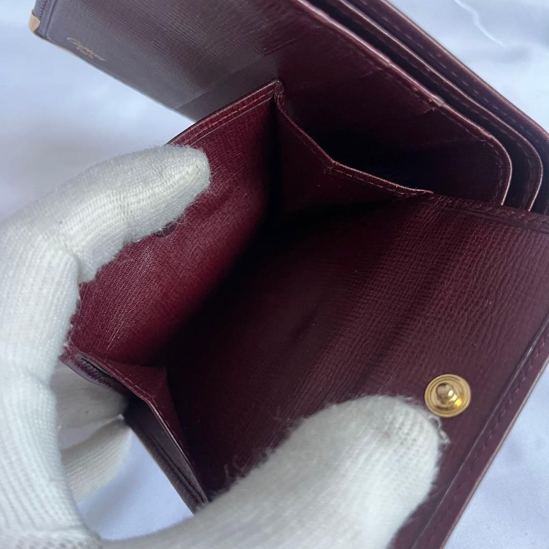 ✨未使用級✨　Cartier 　折り財布　財布　ボルドー　レザー　マストライン