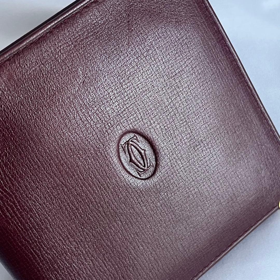 ✨未使用級✨　Cartier 　折り財布　財布　ボルドー　レザー　マストライン