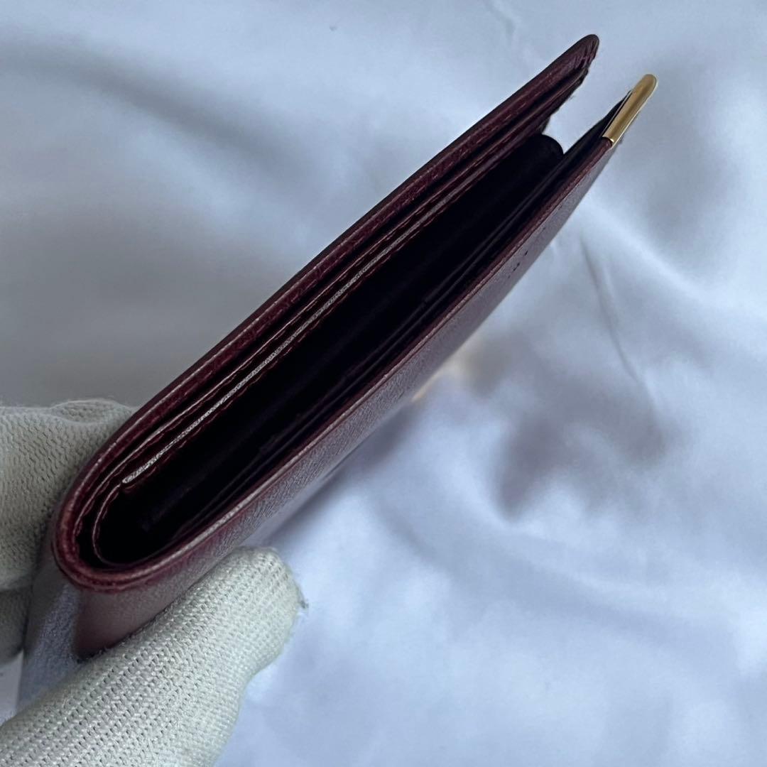 ✨未使用級✨　Cartier 　折り財布　財布　ボルドー　レザー　マストライン