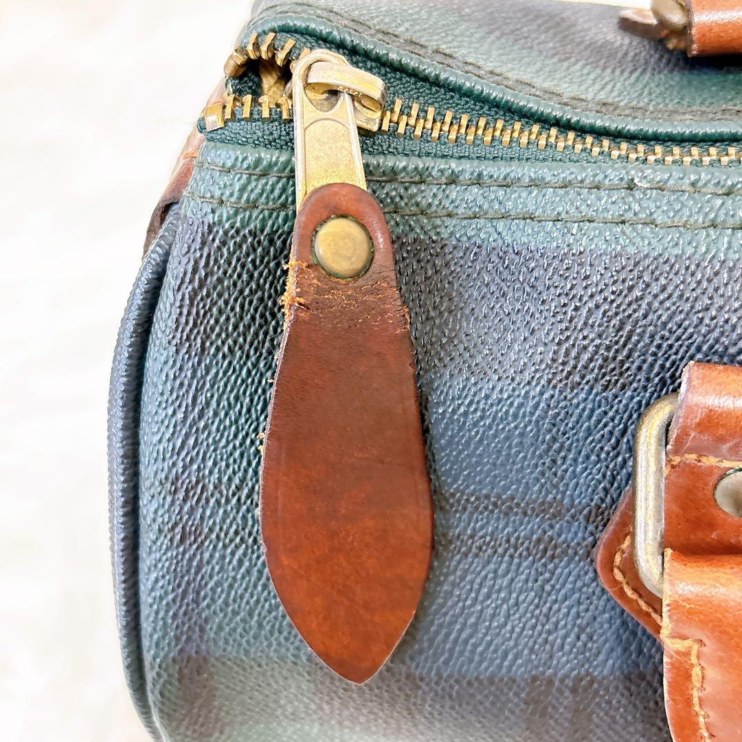 美品✨ポロラルフローレン　ボストン　チェック柄レザー　pvc ロゴプレート