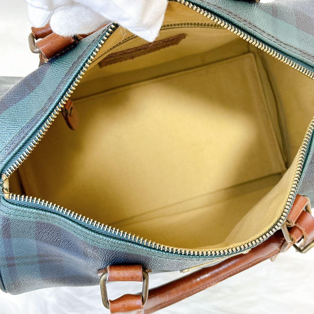 美品✨ポロラルフローレン　ボストン　チェック柄レザー　pvc ロゴプレート