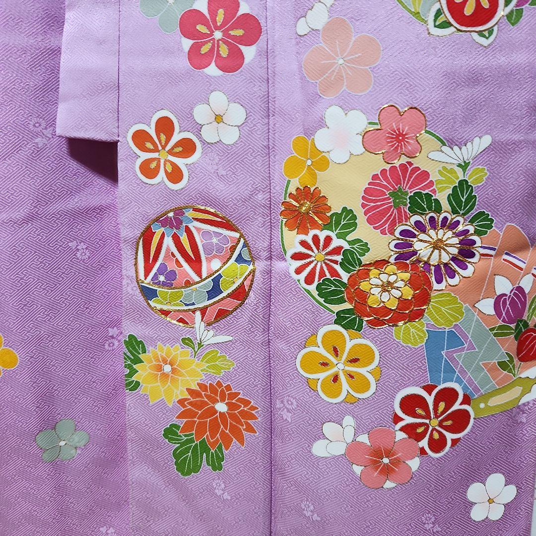 (PON)#6-053 七五三 7歳 正絹 四つ身 襦袢付き ヤケあり