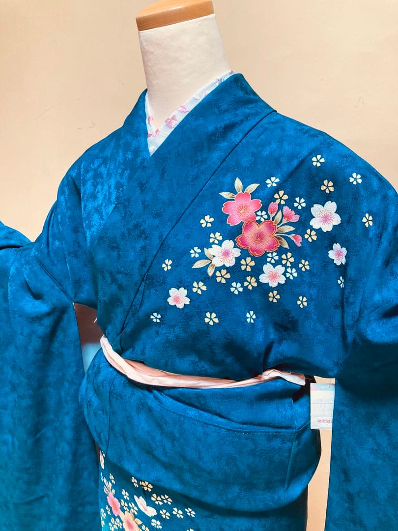 青地振袖 古典柄 振袖のみ販売 仕立て上がり振袖