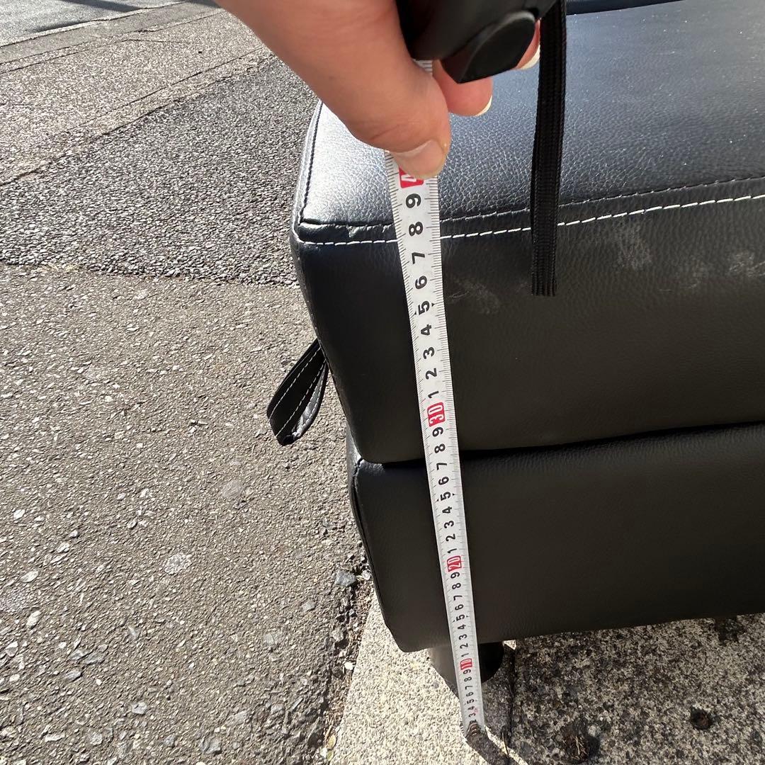 引き取り限定川口市 多機能ソファ　ソファベッド ドリンクホルダー　オットマン 黒