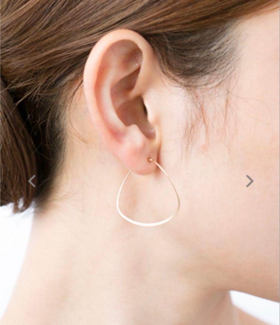 agete K10 YG ひねりオーバルフープピアス マット加工ピアス付属品付