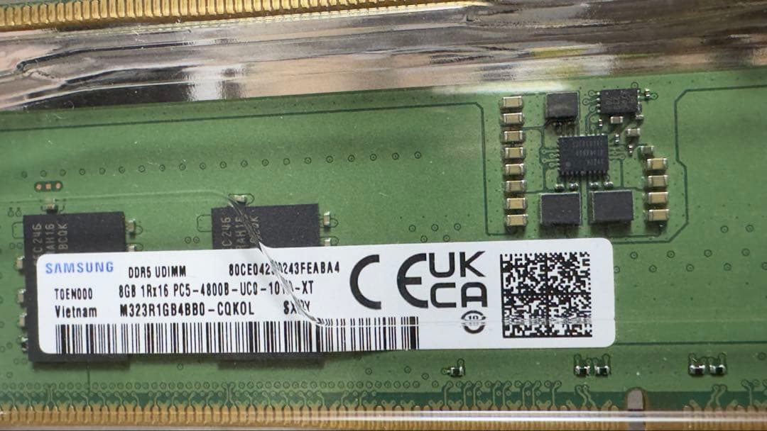 DDR5 8G x2枚　合計16GB SAMSUNG