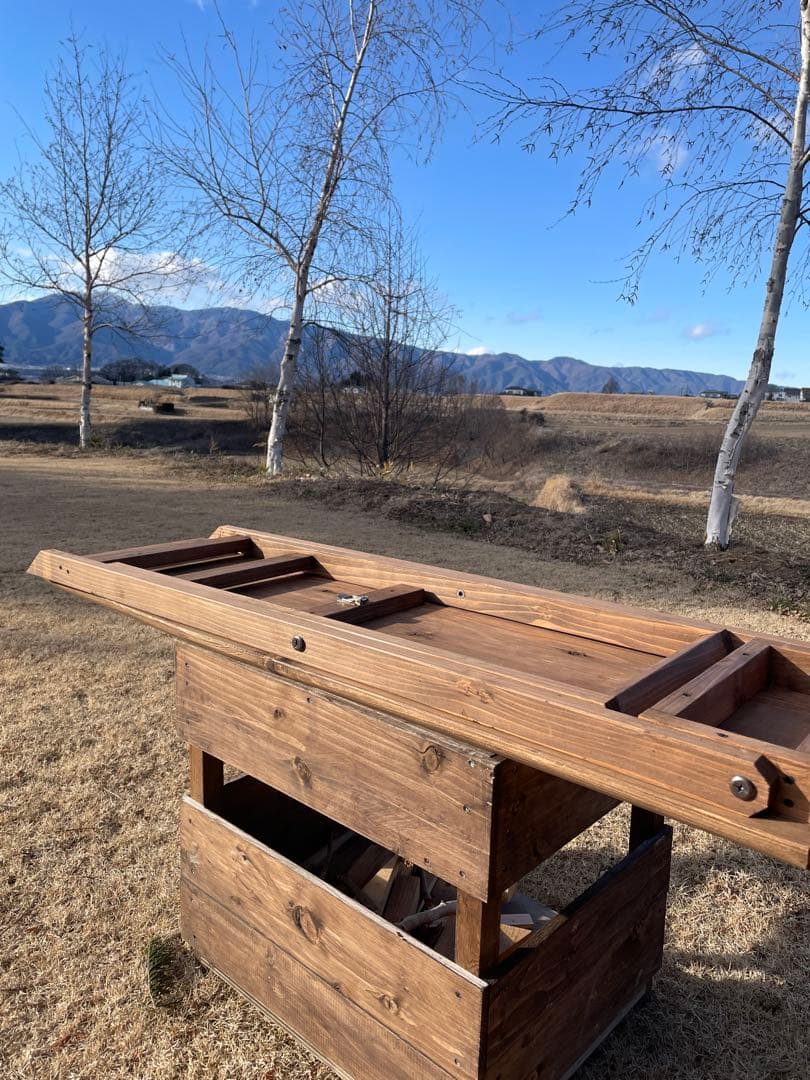 アウトドアカフェテーブル　折りたたみ式　ハンドメイド　アンティーク　アイロン台