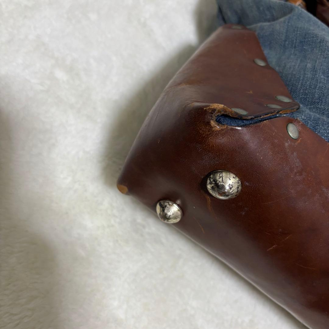 【極希少】ディーゼル トートバッグ デニム レザー A4 肩掛け スタッズ