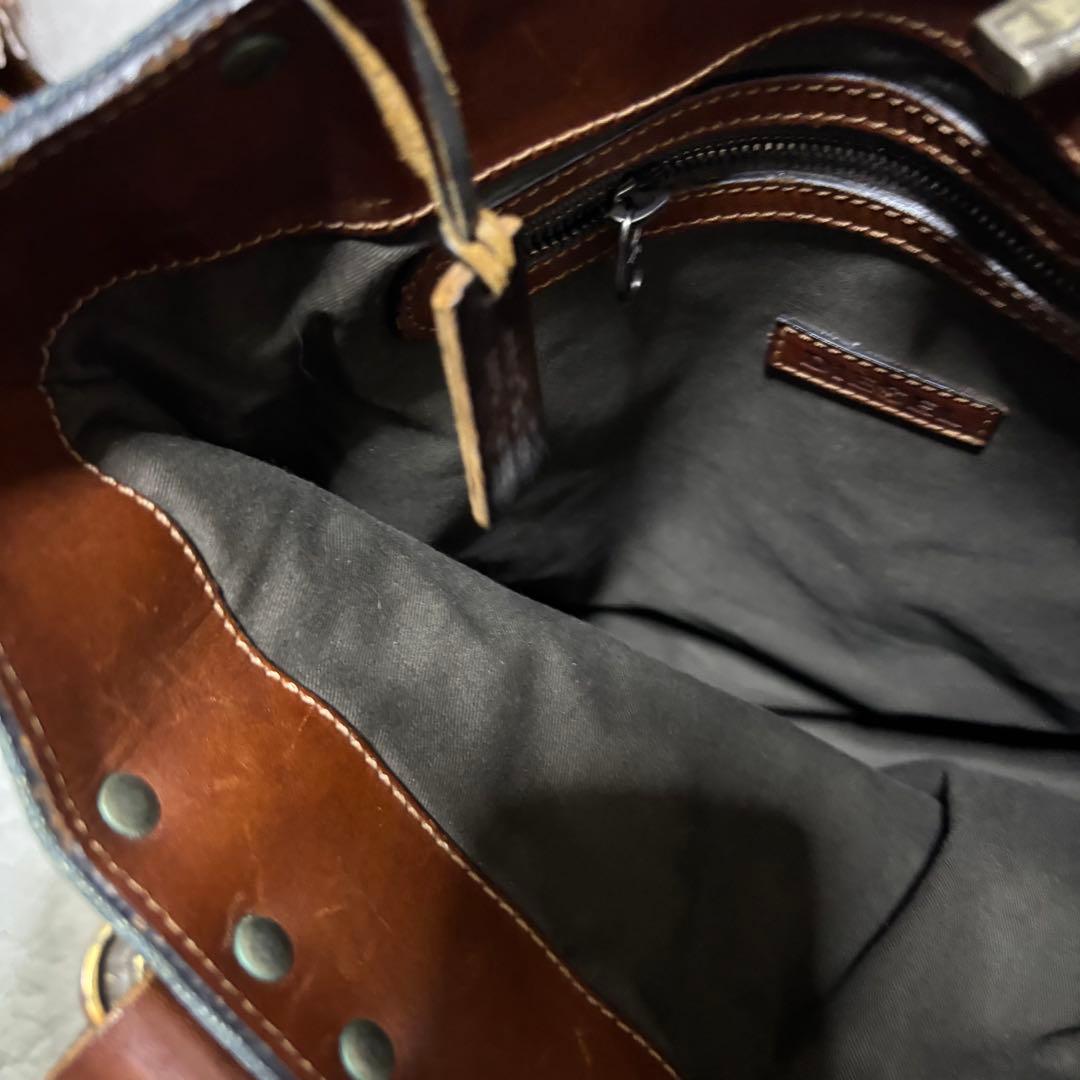 【極希少】ディーゼル トートバッグ デニム レザー A4 肩掛け スタッズ