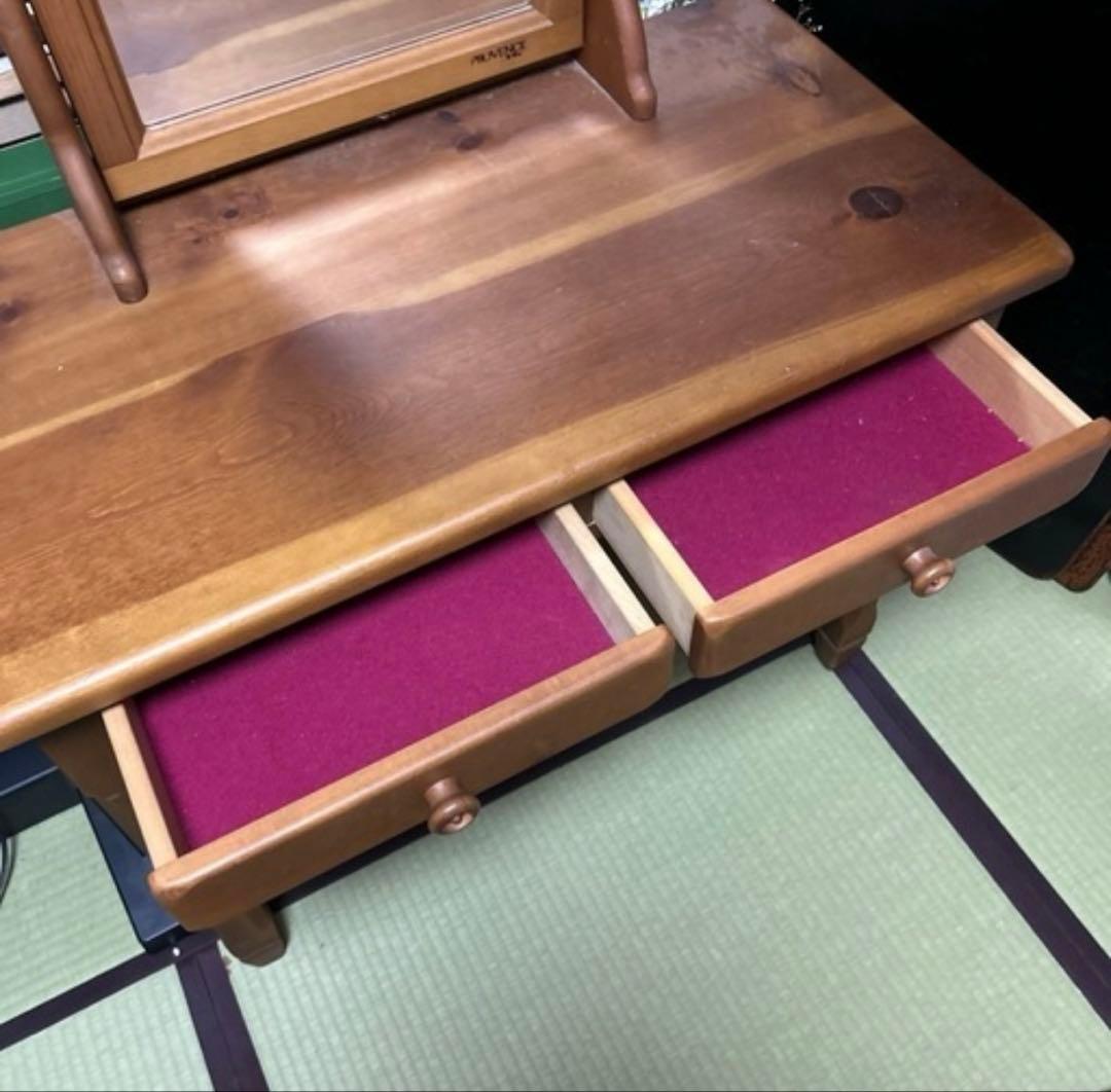 【PROVENCE】木製ドレッサー／ナチュラルブラウン／ミラー付き／引き出し2杯