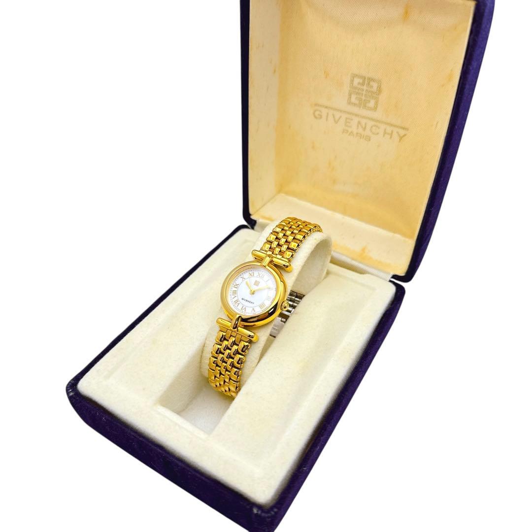 新品電池★ジバンシー 4Gロゴ クォーツ 腕時計 ゴールド アラビア数字 箱付属