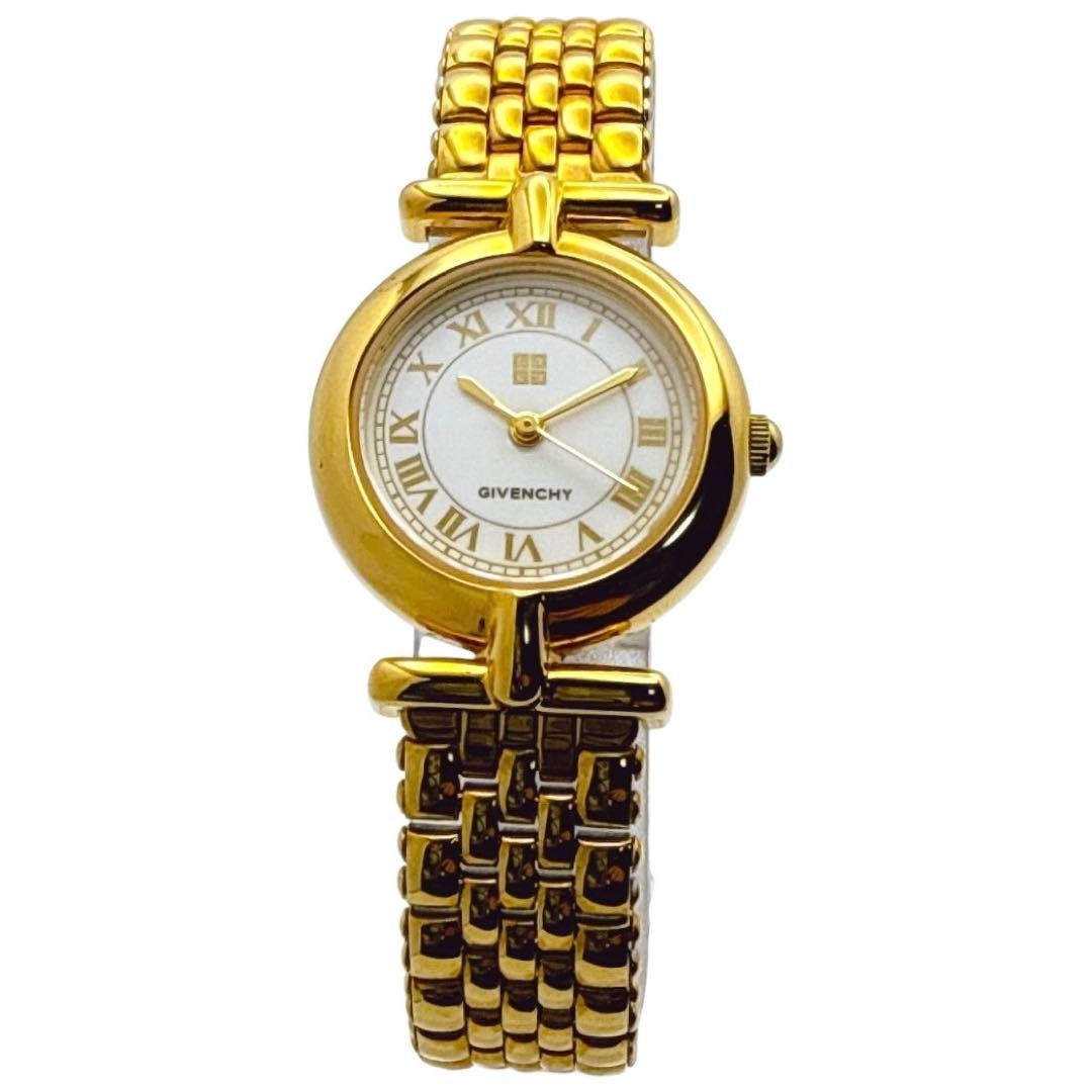 新品電池★ジバンシー 4Gロゴ クォーツ 腕時計 ゴールド アラビア数字 箱付属