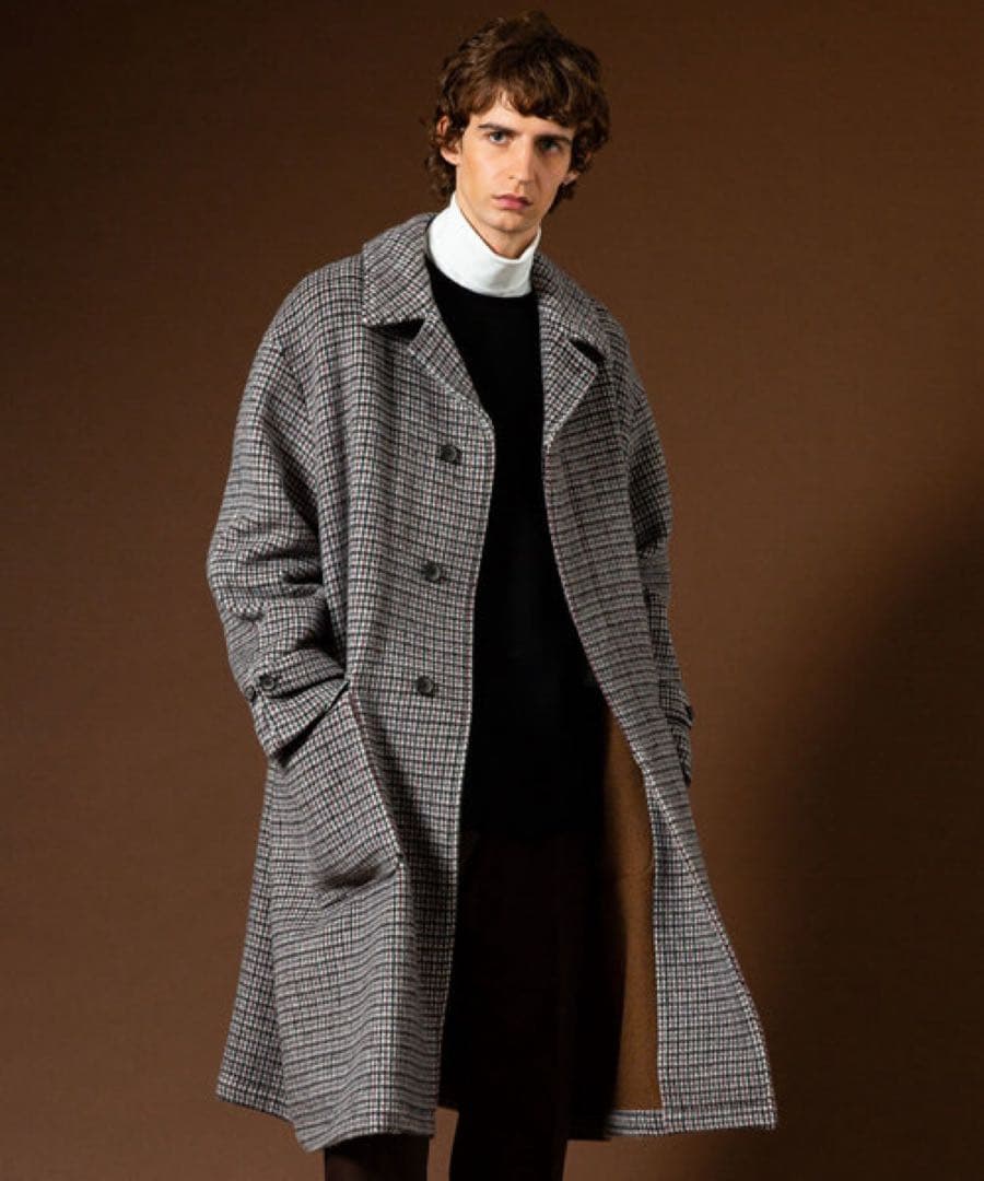 【定価4.1万】UNITED TOKYO チェックダブルフェイスバルカラーコート