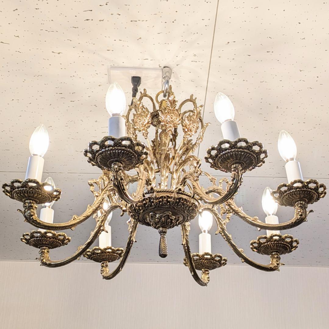 1【イタリア製】 アンティーク シャンデリア 金 8灯 ゴールド ゴージャス