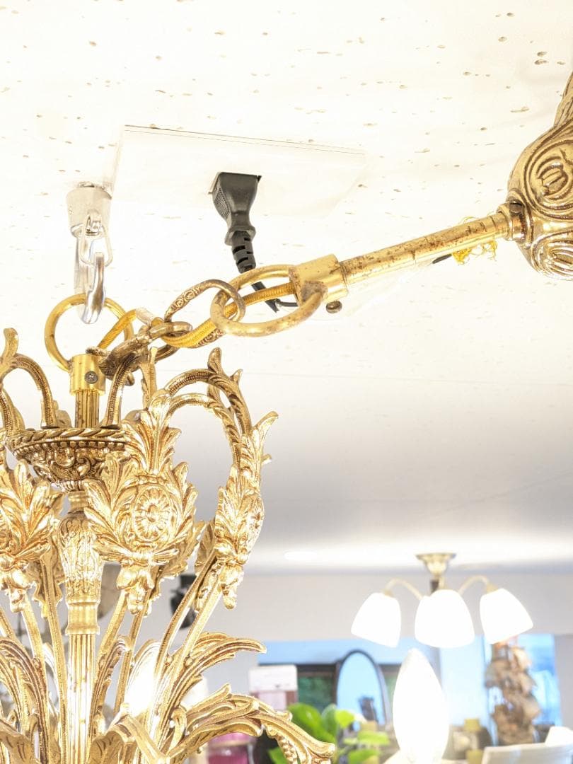 1【イタリア製】 アンティーク シャンデリア 金 8灯 ゴールド ゴージャス