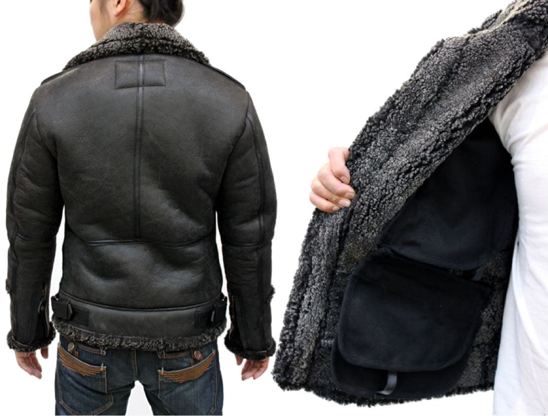 AVIREX アヴィレックス ダメージ加工 ムートンライダースジャケット B-3