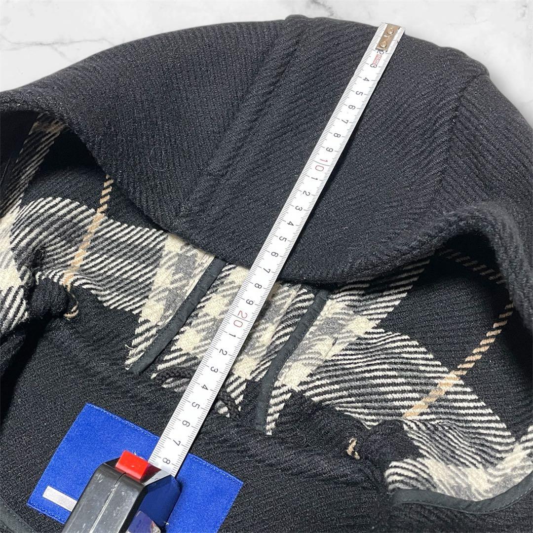 【美品】バーバリー、ダッフルコート、Lサイズ、ノバチェック、シャドーホース、黒