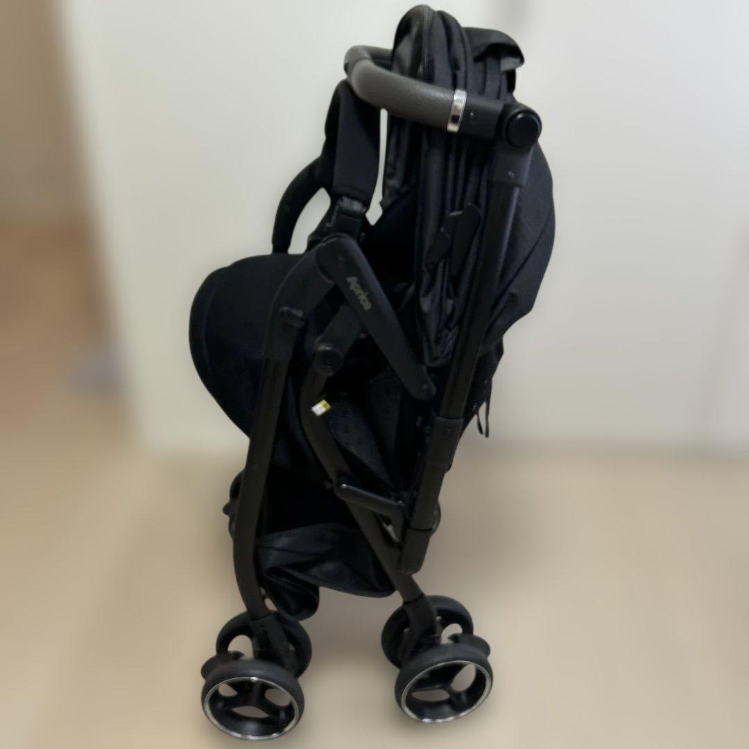 Aprica オプティアクッショングレイス ブラック 対面背面 A形 雨カバー付