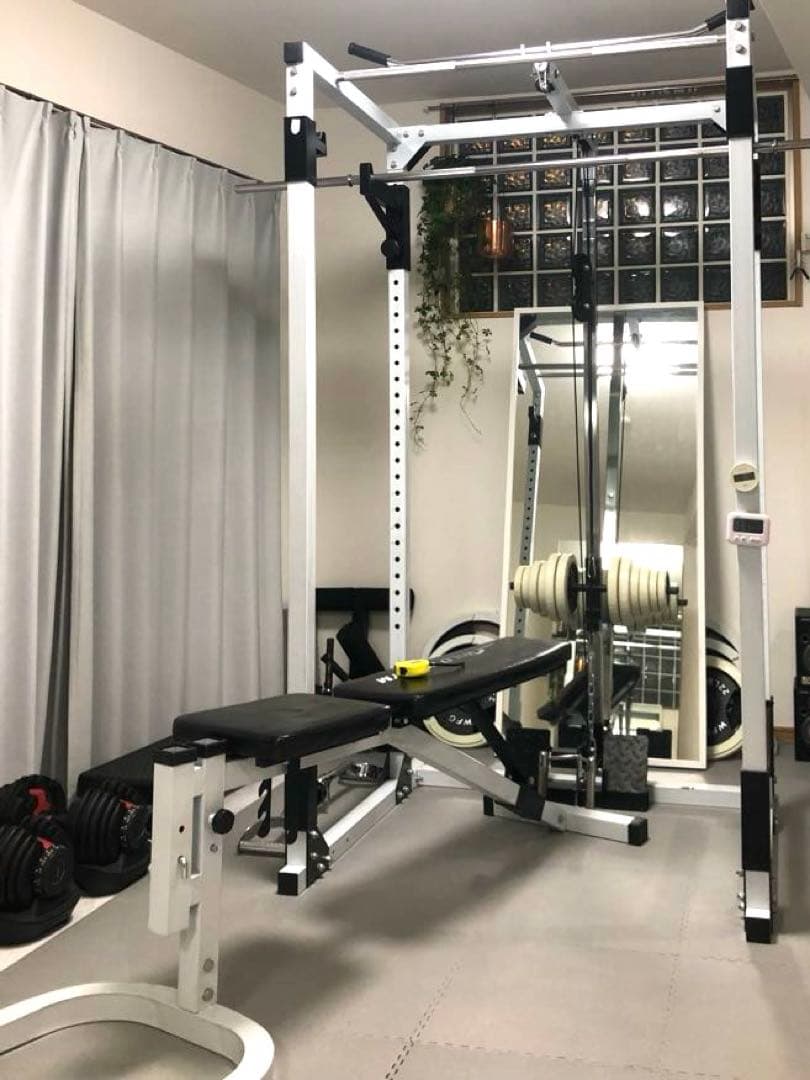 パワーラック140kg、ベンチ、24kgダンベル2個、鏡、ホームジムセット東京