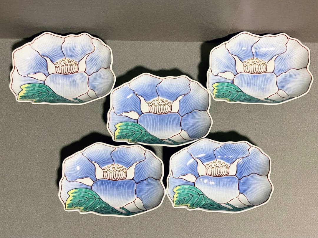 幸楽窯 色絵 牡丹文 変形皿 銘々皿 小皿