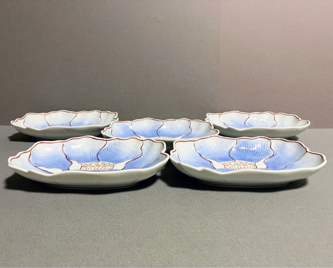 幸楽窯 色絵 牡丹文 変形皿 銘々皿 小皿